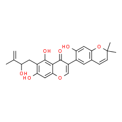 ChemSpider 2D Image | 5,7,7'-Trihydroxy-6-(2-hydroxy-3-methyl-3-buten-1-yl)-2',2'-dimethyl-2'H,4H-3,6'-bichromen-4-one | C25H24O7