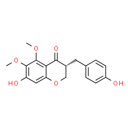 ChemSpider 2D Image | (3R)-7-Hydroxy-3-(4-hydroxybenzyl)-5,6-dimethoxy-2,3-dihydro-4H-chromen-4-one | C18H18O6