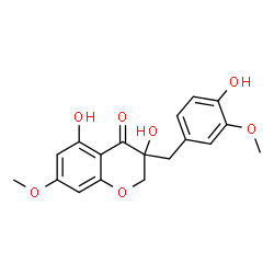 ChemSpider 2D Image | 3,5-Dihydroxy-3-(4-hydroxy-3-methoxybenzyl)-7-methoxy-2,3-dihydro-4H-chromen-4-one | C18H18O7