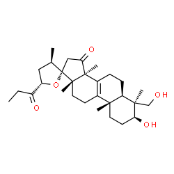 ChemSpider 2D Image | (3S,3'R,4S,5R,5'S,10S,13S,14S,17S)-3-Hydroxy-4-(hydroxymethyl)-3',4,10,13,14-pentamethyl-5'-propionyl-1,2,3,4,4',5,5',6,7,10,11,12,13,14-tetradecahydro-3'H-spiro[cyclopenta[a]phenanthrene-17,2'-furan]
-15(16H)-one (non-preferred name) | C29H44O5