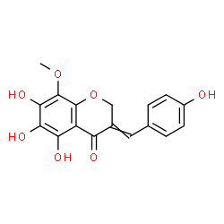 ChemSpider 2D Image | 5,6,7-Trihydroxy-3-(4-hydroxybenzylidene)-8-methoxy-2,3-dihydro-4H-chromen-4-one | C17H14O7