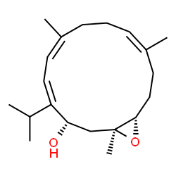 ChemSpider 2D Image | (1S,3S,4Z,6Z,10Z,14S)-4-Isopropyl-1,7,11-trimethyl-15-oxabicyclo[12.1.0]pentadeca-4,6,10-trien-3-ol | C20H32O2