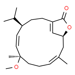 ChemSpider 2D Image | (4R,5Z,7R,10Z,13S)-4-Isopropyl-7-methoxy-7,11-dimethyl-14-oxabicyclo[11.2.1]hexadeca-1(16),5,10-trien-15-one | C21H32O3