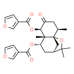 ChemSpider 2D Image | (1S,2R,5R,6R,7S,9S)-2,6,10,10-Tetramethyl-4-oxo-11-oxatricyclo[7.2.1.0~1,6~]dodecane-5,7-diyl di(3-furoate) | C25H28O8
