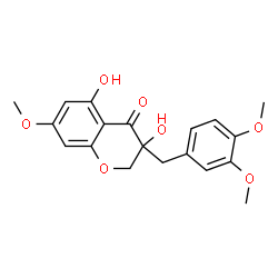 ChemSpider 2D Image | 3-(3,4-Dimethoxybenzyl)-3,5-dihydroxy-7-methoxy-2,3-dihydro-4H-chromen-4-one | C19H20O7