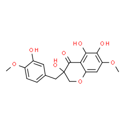 ChemSpider 2D Image | 3,5,6-Trihydroxy-3-(3-hydroxy-4-methoxybenzyl)-7-methoxy-2,3-dihydro-4H-chromen-4-one | C18H18O8
