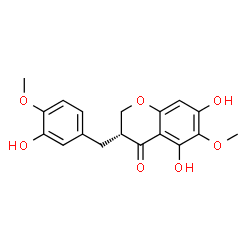 ChemSpider 2D Image | (3R)-5,7-Dihydroxy-3-(3-hydroxy-4-methoxybenzyl)-6-methoxy-2,3-dihydro-4H-chromen-4-one | C18H18O7