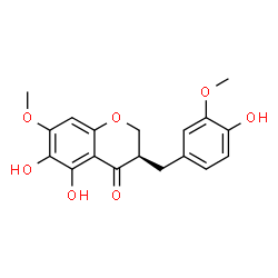 ChemSpider 2D Image | (3R)-5,6-Dihydroxy-3-(4-hydroxy-3-methoxybenzyl)-7-methoxy-2,3-dihydro-4H-chromen-4-one | C18H18O7