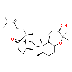 ChemSpider 2D Image | 1-[(1R,2S,5R,7S)-1-{2-[(3R,6R,7R,9aR)-3-Hydroxy-2,2,6,7-tetramethyl-2,3,4,6,7,8,9,9a-octahydro-1-benzoxepin-6-yl]ethyl}-2,7-dimethyl-6-oxabicyclo[3.1.1]hept-7-yl]-4-methyl-3-pentanone | C30H50O4