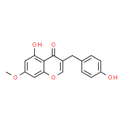 ChemSpider 2D Image | 5-Hydroxy-3-(4-hydroxybenzyl)-7-methoxy-4H-chromen-4-one | C17H14O5