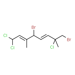ChemSpider 2D Image | (2E,5E)-4,8-Dibromo-1,1,7-trichloro-3,7-dimethyl-2,5-octadiene | C10H13Br2Cl3