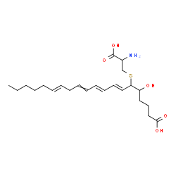 ChemSpider 2D Image | (7E,9E,14E)-6-[(2-Amino-2-carboxyethyl)sulfanyl]-5-hydroxy-7,9,11,14-icosatetraenoic acid | C23H37NO5S