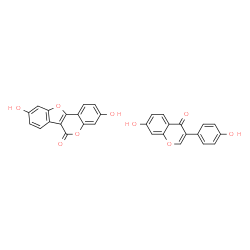 ChemSpider 2D Image | 3,9-Dihydroxy-6H-[1]benzofuro[3,2-c]chromen-6-one - 7-hydroxy-3-(4-hydroxyphenyl)-4H-chromen-4-one (1:1) | C30H18O9