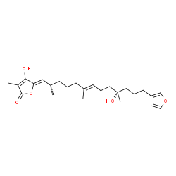 ChemSpider 2D Image | (5Z)-5-[(2S,6E,10S)-13-(3-Furyl)-10-hydroxy-2,6,10-trimethyl-6-tridecen-1-ylidene]-4-hydroxy-3-methyl-2(5H)-furanone | C25H36O5
