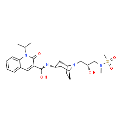 ChemSpider 2D Image | N-[(3-exo)-8-{(2R)-2-Hydroxy-3-[methyl(methylsulfonyl)amino]propyl}-8-azabicyclo[3.2.1]oct-3-yl]-1-isopropyl-2-oxo-1,2-dihydro-3-quinolinecarboximidic acid | C25H36N4O5S
