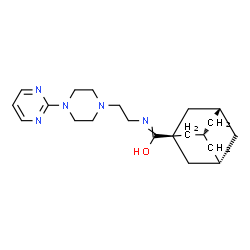 ChemSpider 2D Image | (3R,5S)-N-{2-[4-(2-Pyrimidinyl)-1-piperazinyl]ethyl}-1-adamantanecarboximidic acid | C21H31N5O