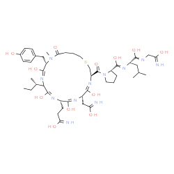 ChemSpider 2D Image | (2S)-1-{[(3R,4E,6S,7E,9S,10E,13E,15S)-12-[(2S)-2-Butanyl]-5,8,11,14-tetrahydroxy-15-(4-hydroxybenzyl)-6-(2-hydroxy-2-iminoethyl)-9-(3-hydroxy-3-iminopropyl)-16-methyl-17-oxo-1-thia-4,7,10,13,16-pentaa
zacycloicosa-4,7,10,13-tetraen-3-yl]carbonyl}-N-{(2S)-1-hydroxy-1-[(2-hydroxy-2-iminoethyl)imino]-4-methyl-2-pentanyl}-2-pyrrolidinecarboximidic acid | C45H69N11O12S