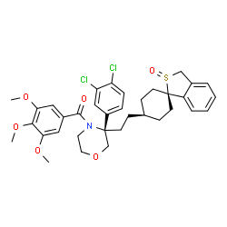 ChemSpider 2D Image | [(3S)-3-(3,4-Dichlorophenyl)-3-{2-[(1S,4's)-2-oxido-3H-spiro[2-benzothiophene-1,1'-cyclohexan]-4'-yl]ethyl}-4-morpholinyl](3,4,5-trimethoxyphenyl)methanone | C35H39Cl2NO6S