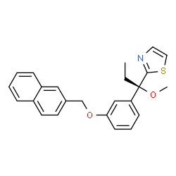 ChemSpider 2D Image | 2-{(1R)-1-Methoxy-1-[3-(2-naphthylmethoxy)phenyl]propyl}-1,3-thiazole | C24H23NO2S