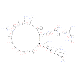 ChemSpider 2D Image | (2S)-2-[[(2S)-2-[[(2S)-2-[[(2S)-2-[[(2S)-2-[[(2S)-6-amino-2-[[[(4R,5E,8E,10S,11E,16S,17E,19S,20E,22S,23E,25S,26E,29E,31S,32E,34S,35E,37S,38E,40S,43S,44E,47E,49S,52R)-52-[[2-[[(2S)-2-[[2-[[(2S)-2-[[(2S)-2-[[(2S)-2-[[(2S)-6-amino-2-[[[(2S)-1-[(2S)-2-amino-3-hydroxy-propanoyl]pyrrolidin-2-yl]-hydroxy-methylene]amino]-1-hydroxy-hexylidene]amino]-1-hydroxy-4-methylsulfanyl-butylidene]amino]-1-hydroxy-3-methyl-butylidene]amino]-1,5-dihydroxy-5-imino-pentylidene]amino]-1-hydroxy-ethylidene]amino]-1,3-dihydroxy-propylidene]amino]-1-hydroxy-ethylidene]amino]-40-(4-aminobutyl)-49-benzyl-34-(carboxymethyl)-31,43-bis(3-guanidinopropyl)-6,9,12,15,18,21,24,27,30,33,36,39,42,45,48,51-hexadecahydroxy-16,19,22,25-tetrakis(hydroxymethyl)-10-isobutyl-28-[(1S)-1-methylpropyl]-37-(2-methylsulfanylethyl)-1,2-dithia-5,8,11,14,17,20,23,26,29,32,35,38,41,44,47,50-hexadecazacyclotripentaconta-5,8,11,14,17,20,23,26,29,32,35,38,41,44,47,50-hexadecaen-4-yl]-hydroxy-methylene]amino]-1-hydroxy-hexylidene]amino]-1-hydroxy-3-methyl-butylidene]amino]-1-hydroxy-4-methyl-pentylidene]amino]-5-guanidino-1-hydroxy-pentylidene]amino]-5-guanidino-1-hydroxy-pentylidene]amino]-3-(4H-imidazol-4-yl)propanoic acid | C143H244N50O42S4