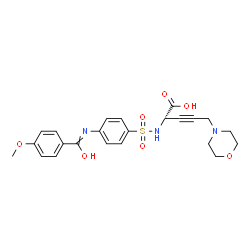 ChemSpider 2D Image | (2S)-2-{[(4-{[Hydroxy(4-methoxyphenyl)methylene]amino}phenyl)sulfonyl]amino}-5-(4-morpholinyl)-3-pentynoic acid | C23H25N3O7S