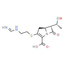 ChemSpider 2D Image | (5S,6R)-6-[(1R)-1-Hydroxyethyl]-3-({2-[(iminomethyl)amino]ethyl}sulfanyl)-7-oxo-1-azabicyclo[3.2.0]hept-2-ene-2-carboxylic acid | C12H17N3O4S