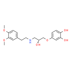 ChemSpider 2D Image | 4-[(2R)-3-{[2-(3,4-Dimethoxyphenyl)ethyl]amino}-2-hydroxypropoxy]-1,2-benzenediol | C19H25NO6