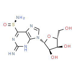 ChemSpider 2D Image | 2-Imino-9-(beta-D-ribofuranosyl)-3,9-dihydro-2H-purine-6-sulfinamide | C10H14N6O5S