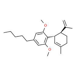 ChemSpider 2D Image | 2-[(1S,6S)-6-Isopropenyl-3-methyl-2-cyclohexen-1-yl]-1,3-dimethoxy-5-pentylbenzene | C23H34O2