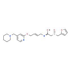 ChemSpider 2D Image | 2-[(2-Furylmethyl)sulfinyl]-N-[(2E)-4-{[4-(1-piperidinylmethyl)-2-pyridinyl]oxy}-2-buten-1-yl]ethanimidic acid | C22H29N3O4S