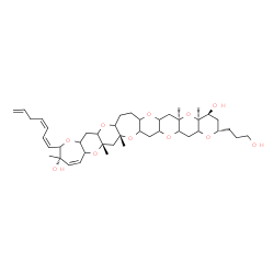 ChemSpider 2D Image | (2S,4S,4aS,5aR,14S,17aS,18aR)-13-[(1Z,3Z)-1,3,6-Heptatrien-1-yl]-2-(3-hydroxypropyl)-4a,5a,14,17a,18a-pentamethyl-2,3,4,4a,5a,6,6a,7a,8,9,9a,10a,11,11a,13,14,16a,17a,18,18a,19a,20,20a,21a,22,22a-hexac
osahydrooxepino[2'',3'':5',6']pyrano[2',3':5,6]pyrano[3,2-b]pyrano[2''',3''':5'',6'']pyrano[2'',3'':5',6']pyrano[2',3':5,6]pyrano[2,3-f]oxepine-4,14-diol | C43H64O11