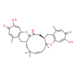 ChemSpider 2D Image | (8Z,11aR,18aR,19S,20aR)-4,16,19-Trihydroxy-1,6a,10,10,13,18a-hexamethyl-6a,7,10,11,11a,18a,19,20,20a,21-decahydro-3H-cyclohepta[b]cyclohepta[5',6']pyrano[3',2':5,6]cycloundeca[1,2-e]pyran-3,15(12H)-di
one | C33H40O7