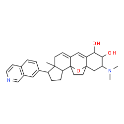 ChemSpider 2D Image | 3-(Dimethylamino)-17-(7-isoquinolinyl)-5,8-epoxy-9,19-cyclo-9,10-secoandrosta-9(11),10-diene-1,2-diol | C30H36N2O3