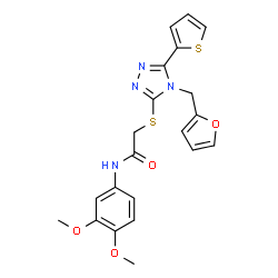 ChemSpider 2D Image | N-(3,4-Dimethoxyphenyl)-2-{[4-(2-furylmethyl)-5-(2-thienyl)-4H-1,2,4-triazol-3-yl]sulfanyl}acetamide | C21H20N4O4S2