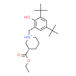 ChemSpider 2D Image | (3S)-3-(Ethoxycarbonyl)-1-[2-hydroxy-3,5-bis(2-methyl-2-propanyl)benzyl]piperidinium | C23H38NO3