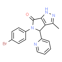 ChemSpider 2D Image | 5-(4-Bromophenyl)-3-methyl-4-(2-pyridinyl)-4,5-dihydropyrrolo[3,4-c]pyrazol-6(1H)-one | C17H13BrN4O