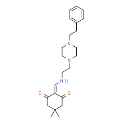ChemSpider 2D Image | 5,5-Dimethyl-2-[({2-[4-(2-phenylethyl)-1-piperazinyl]ethyl}amino)methylene]-1,3-cyclohexanedione | C23H33N3O2