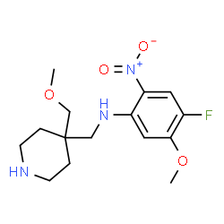 ChemSpider 2D Image | 4-Fluoro-5-methoxy-N-{[4-(methoxymethyl)-4-piperidinyl]methyl}-2-nitroaniline | C15H22FN3O4