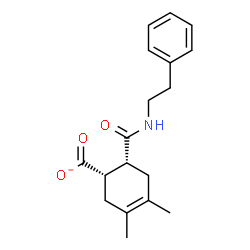 ChemSpider 2D Image | (1S,6R)-3,4-Dimethyl-6-[(2-phenylethyl)carbamoyl]-3-cyclohexene-1-carboxylate | C18H22NO3