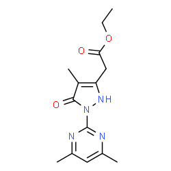 ChemSpider 2D Image | Ethyl [1-(4,6-dimethyl-2-pyrimidinyl)-4-methyl-5-oxo-2,5-dihydro-1H-pyrazol-3-yl]acetate | C14H18N4O3