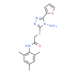 ChemSpider 2D Image | 2-{[4-Amino-5-(2-furyl)-4H-1,2,4-triazol-3-yl]sulfanyl}-N-mesitylacetamide | C17H19N5O2S