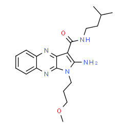 ChemSpider 2D Image | 2-Amino-1-(3-methoxypropyl)-N-(3-methylbutyl)-1H-pyrrolo[2,3-b]quinoxaline-3-carboxamide | C20H27N5O2