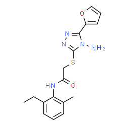ChemSpider 2D Image | 2-{[4-Amino-5-(2-furyl)-4H-1,2,4-triazol-3-yl]sulfanyl}-N-(2-ethyl-6-methylphenyl)acetamide | C17H19N5O2S