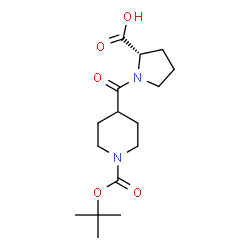 ChemSpider 2D Image | 1-[(1-{[(2-Methyl-2-propanyl)oxy]carbonyl}-4-piperidinyl)carbonyl]-L-proline | C16H26N2O5