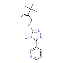ChemSpider 2D Image | 3,3-Dimethyl-1-{[4-methyl-5-(3-pyridinyl)-4H-1,2,4-triazol-3-yl]sulfanyl}-2-butanone | C14H18N4OS
