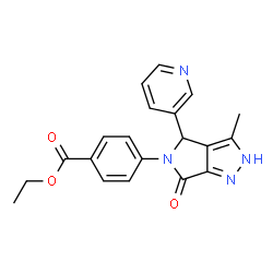 ChemSpider 2D Image | Ethyl 4-[3-methyl-6-oxo-4-(3-pyridinyl)-2,6-dihydropyrrolo[3,4-c]pyrazol-5(4H)-yl]benzoate | C20H18N4O3