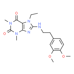 ChemSpider 2D Image | 8-{[2-(3,4-Dimethoxyphenyl)ethyl]amino}-7-ethyl-1,3-dimethyl-3,7-dihydro-1H-purine-2,6-dione | C19H25N5O4