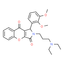 ChemSpider 2D Image | 2-[3-(Diethylamino)propyl]-1-(2,3-dimethoxyphenyl)-1,2-dihydrochromeno[2,3-c]pyrrole-3,9-dione | C26H30N2O5