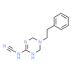 ChemSpider 2D Image | [5-(2-Phenylethyl)-1,4,5,6-tetrahydro-1,3,5-triazin-2-yl]cyanamide | C12H15N5