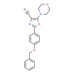 ChemSpider 2D Image | 2-[4-(Benzyloxy)phenyl]-5-(4-morpholinyl)-1,3-oxazole-4-carbonitrile | C21H19N3O3